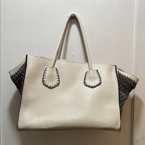 Elegant Cream and Gray Tote Bag